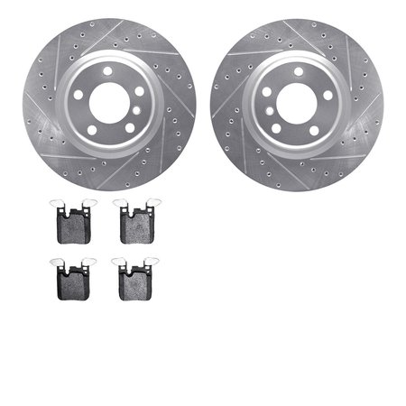 DYNAMIC FRICTION CO 7502-31587, Rotors-Drilled and Slotted-Silver with 5000 Advanced Brake Pads, Zinc Coated 7502-31587